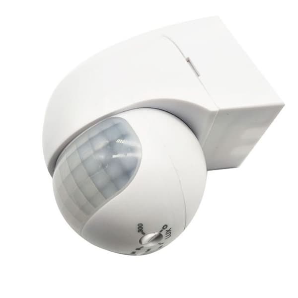 Udendørs bevægelsessensor IP44, overflademonteret, programmerbar, infrarød sensor, rækkevidde 15m/180°, egnet til LED