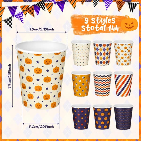 144 stk. Halloween papirkopper til fest i daglig stil