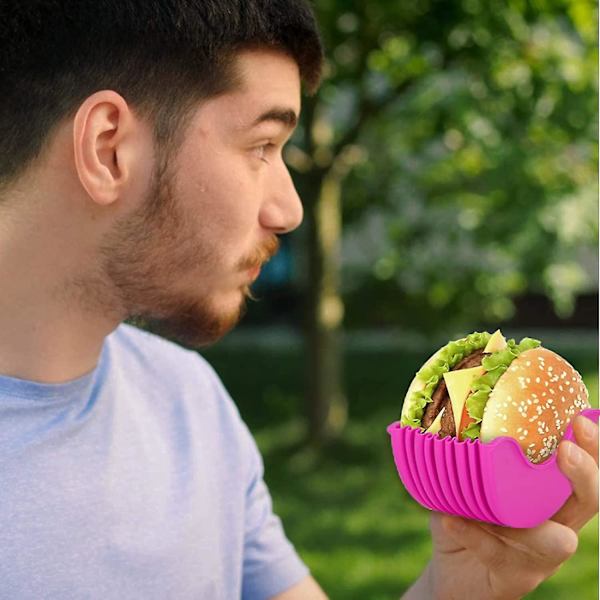 Justerbara Hamburgerhållare i Silikon, Fasta Hamburgerlådor, Återanvändbara Hamburgerhållare För Burgerälskare (4-pack)