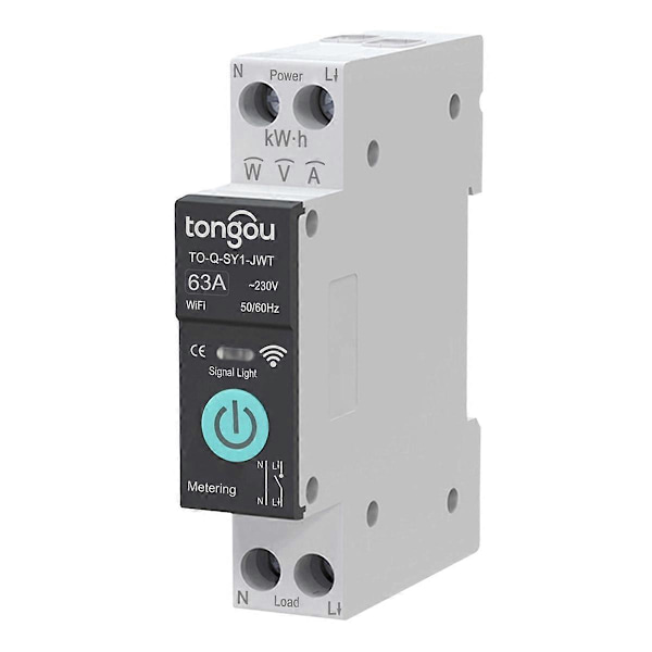 TONGOU DC WIFI Smart Strömbrytare 63A DIN-skena för Smart Hem Trådlös Fjärrkontrollbrytare Av A