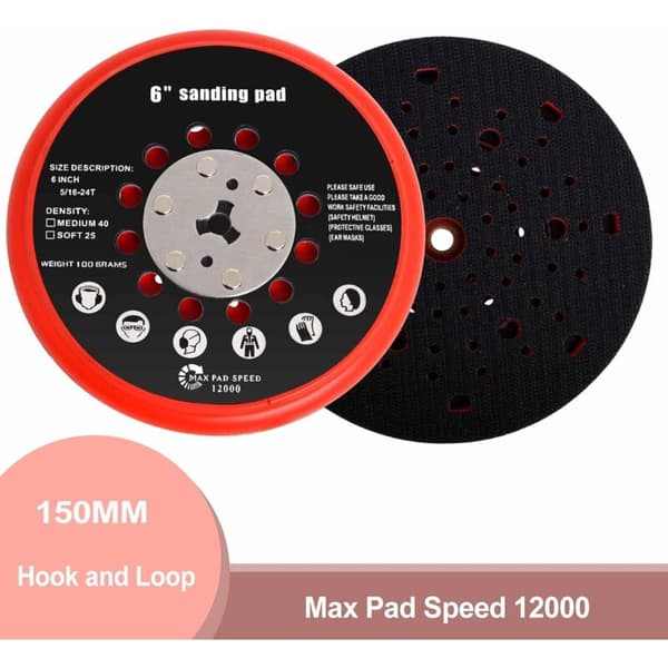 150 mm Multi-Hole Sanding Pad Compatible with Bosch RSM6045, GEX 34-150, GEX 40-150 Reinforced Aluminum Plate Hook and Loop System
