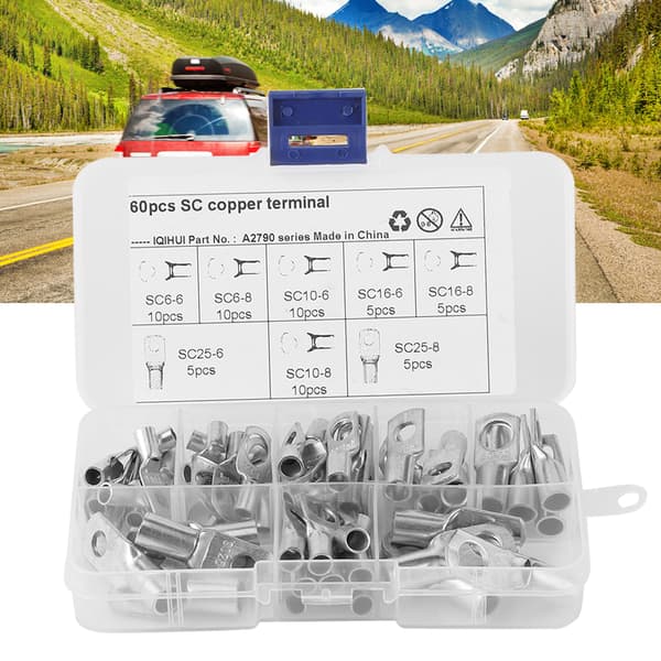 60 Pcs SC Terminals Red Copper Electrical Cable Connectors Set Easy Wire Insertion for Car Marine Vessel