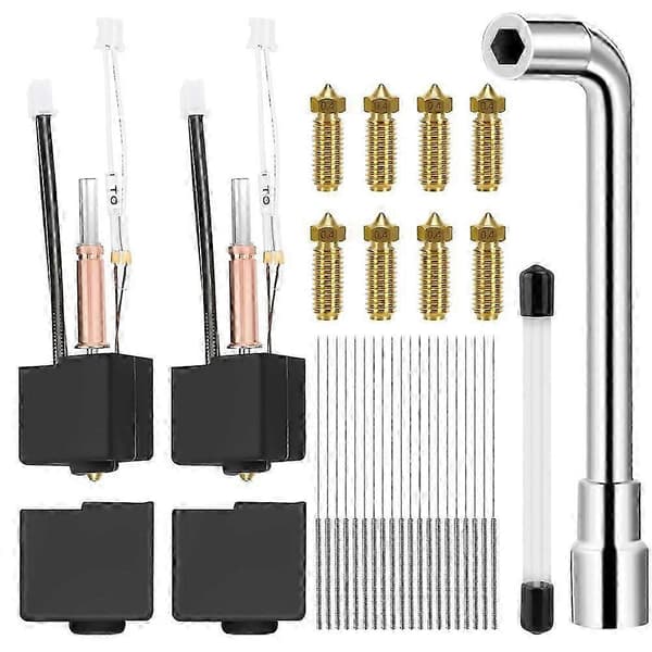 Compatible with Anycubic Kobra 3 Hotend Kit, Hot End Kit Compatible with 3D Printer with 0.4mm Brass Nozzles, Nozzle Wrench, Cleaning Needles