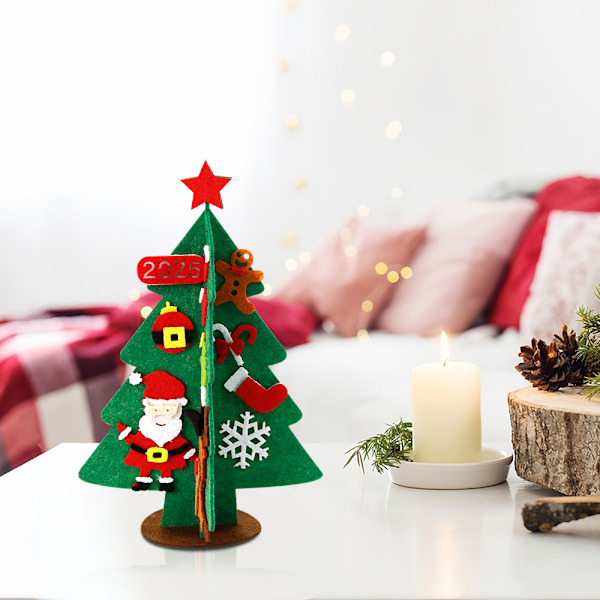 DIY Filt Juletrærsett for Barn Småbarn Julegaver, Pynt for Barn Jul Hjemmepynt