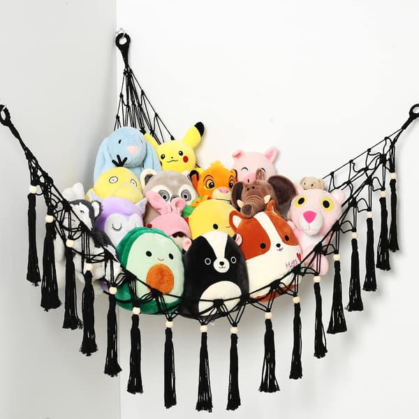 Toy Hammock for Stuffed Animals (Black) Plush Toy Storage