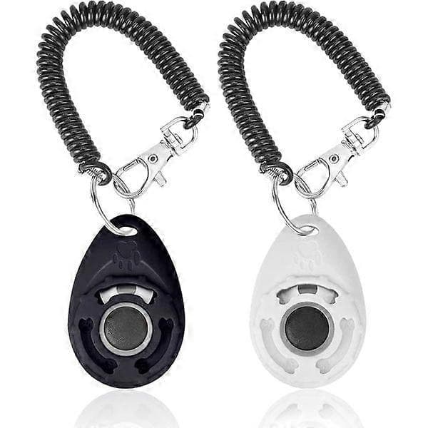 2-pack Dog Training Clicker with Wrist Strap, Pet Training Clicker with Large Button, Effective Tool for Behavior Improvement (Black and White)