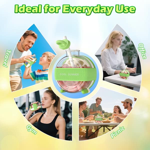 2-in-1 Ice Cube Bottle with Lid - 500ml Green BPA-Free Portable Mug & Ice Maker for Summer Drinks, Coffee, Water