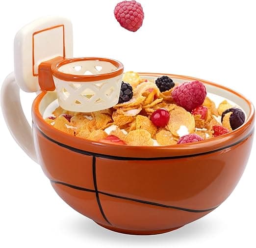 Ceramic mug with basket for breakfast coffee, milk, creative mug