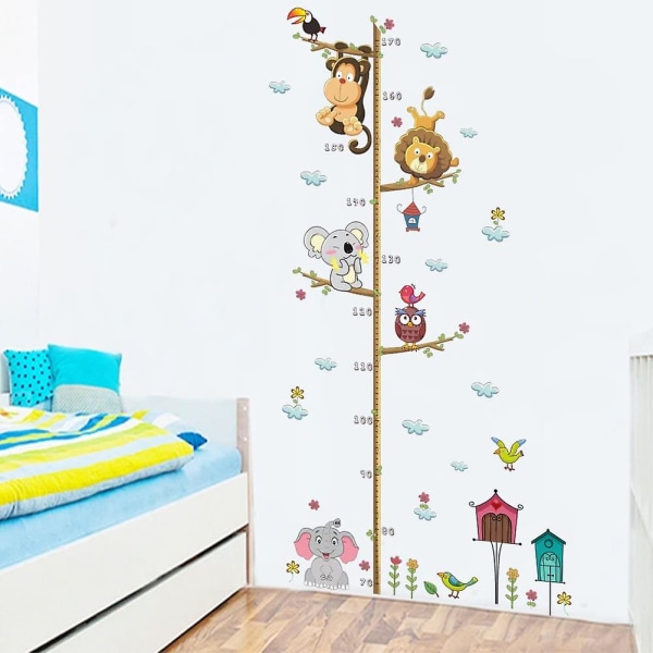 Seinätarrat, metsäeläimet Seinätarrat - Korkeuden kasvun mittauskaavio Seinätarra lapsille Baby makuuhuoneen olohuone
