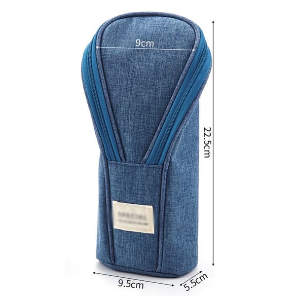 Standing Pencil Case, Pen Holder, Large Storage Space for Office Supplies, Blue