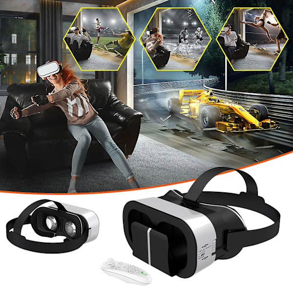 Vr 3D -virtuaalitodellisuuslasit mobiililaitteille, Goggle-tyyppiset, sopivat elokuville, mukana kaukosäädin
