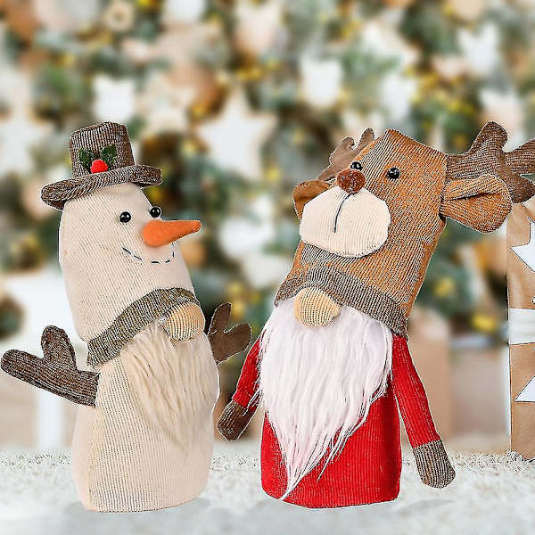 23 Cm Jule-Nisse Plys Knittet Julemand Dukke, Gonk Dværg Elf Figurer Bordpynt, Husholdning Hjem Ansigtsløse Dukker Gavepynt, Jul