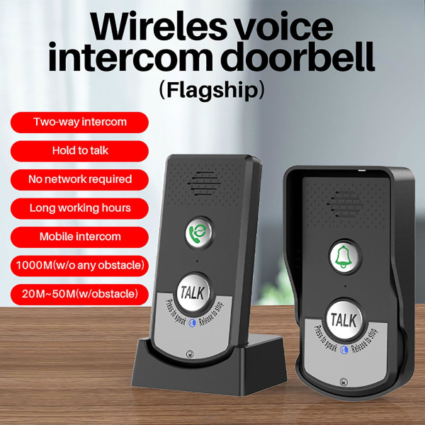 Stemmeintercom Dørklokke Trådløs Dørklokke 1-8 Etasjer Toveis Intercom Ultralang Standby Trådløs Di