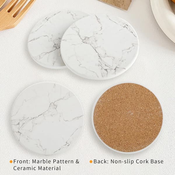 Coasters - Set of 6 Coasters - Absorbent Coasters - Non-Slip Bottom - Quick Water Absorption - Marble Pattern
