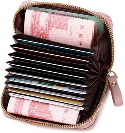 Card Holder, RFID Blocking Leather Card Holder, with Space for Cash and ID