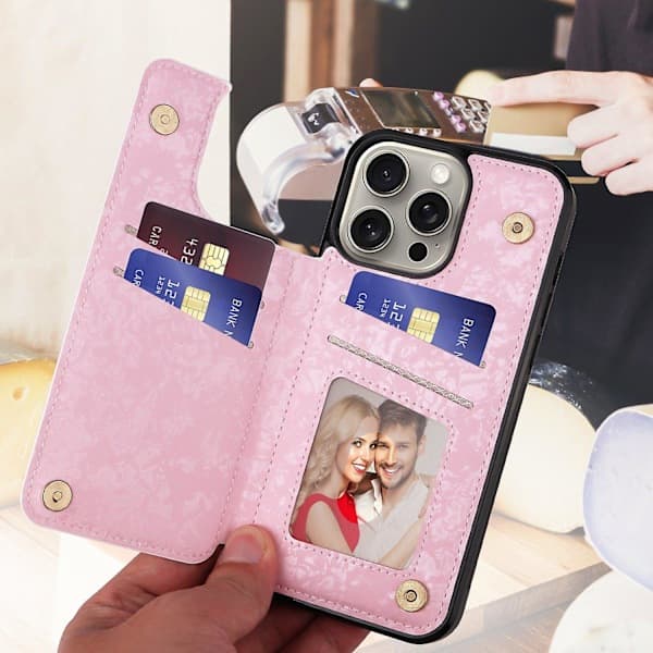 Støtsikkert deksel med stativ for iPhone 15 Pro Max - Roseblomst