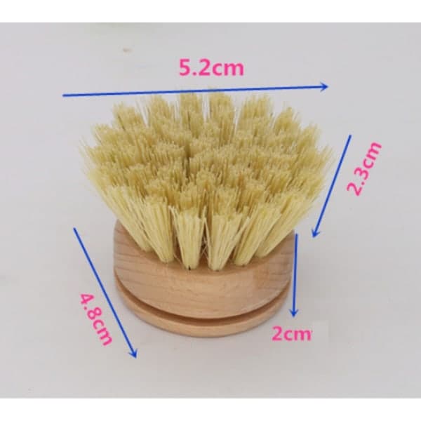 Natural Eco-Friendly Bamboo Dish Brush, 3 Replacement Heads