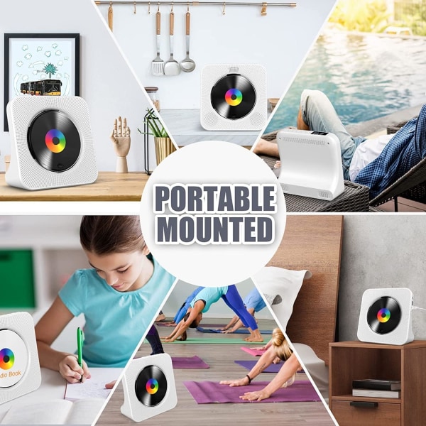 Spelare Bärbar Bluetooth Desktopspelare för Hem med Timer Inbyggda HiFi-högtalare med LCD-skärm