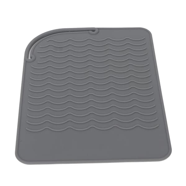 Heat Insulating Silicone Mat Wave Pattern Non-slip Flexible High Temperature Resistant Grey