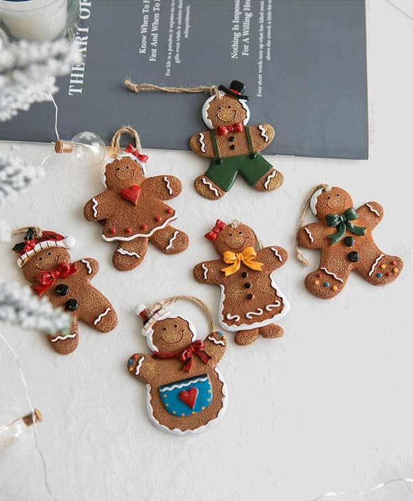 Gingerbread Man Christmas Decorations for Christmas Tree, Christmas Tree Ornaments Set with Hanging String