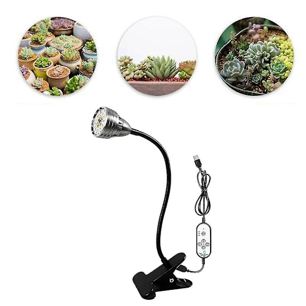LED Vækstlys Kompatibelt Med Indendørs Planter, Fuld Spektrum 1 Hoved Skrivebords Klips Plant Lys Kompatibelt Med Frøplante Blomstring A