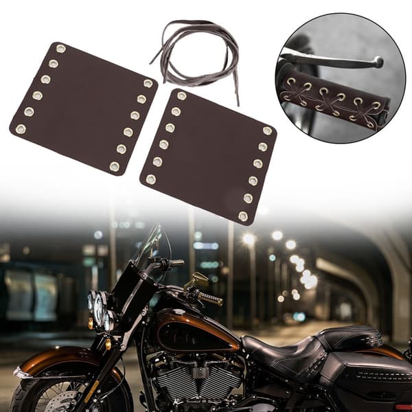 Motorcycle Leather Handlebar Grip Covers Motorcycle Modification Accessories (Brown)