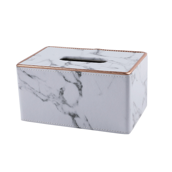 Vævæskeskrin Cover Rektangulær 19*13*9.5CM Forfinet Moderne PU Læder Ansigtsvæv Dispenser Æskeholder til Kommode Badeværelse