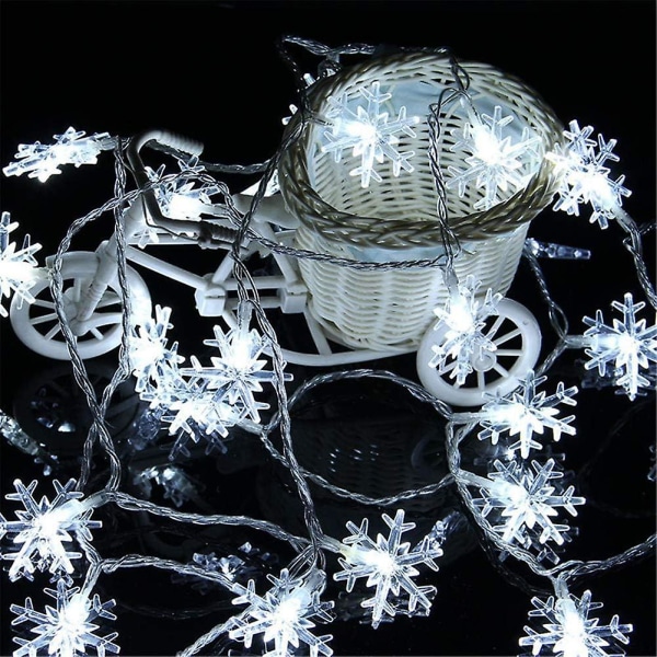 Christmas Snowflakes/Star String Lights 19,6ft 40led Innendørs Utendørs Feriefest Fairy String Lights Julepynt Batteridrevet(snøfnugg/
