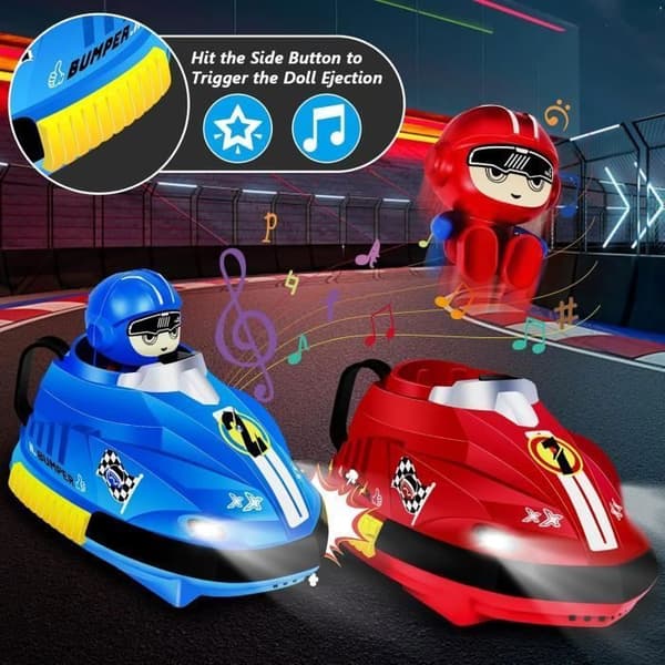 Bumper Car Toy - LARGEIGHT - Multiplayer - 2 Pieces - Ejectable Doll - Red and Blue