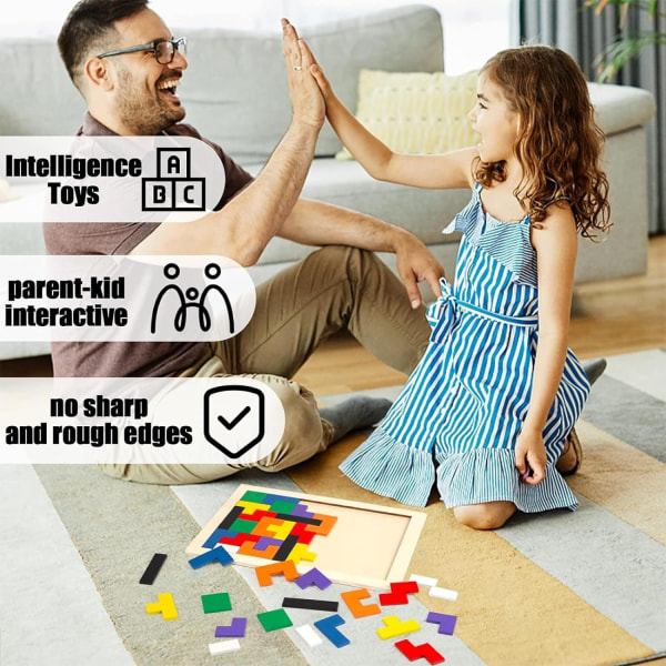 Træklodser Puslespil Hjernetrassere Legetøj Tangram Stiksav Intelligens Farverig 3D russiske blokke Spil Montessori Uddannelsesmæssigt