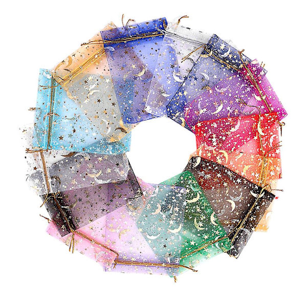 100 stk. Mesh Gaveposer Bryllupsgaveposer Krydderiholderpose Organza Smykkeposer Gennemsigtige Gaveposer