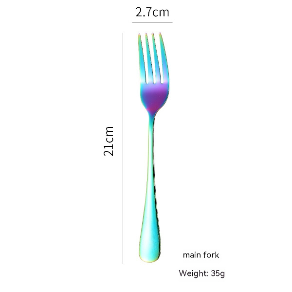 Fargerikt Salatgaffelsett med 8 stk, Rustfritt Stål Regnbue Dessertgafler, 8-delt Bestikk Flatware Gaffel