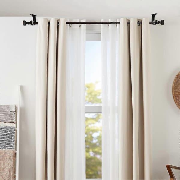 Ceiling Brackets for Curtain Rods, Heavy Duty Curtain Rod Holders Black Ceiling Brackets for 28mm Rod, Window Hardware Ceiling, 2-Pack [DB]