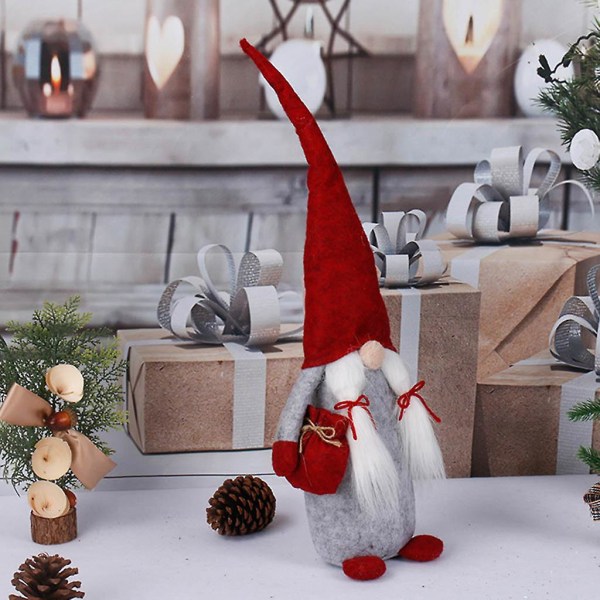 Julegnom Ornament LED Lysende Julemand Gnomen Dukke Gave