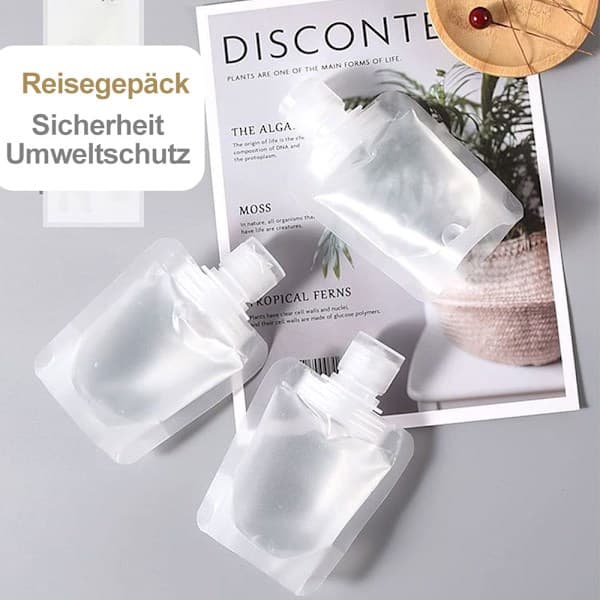 Reseflaskor, påfyllningsbara tomma klämpåsar, resebehållare
