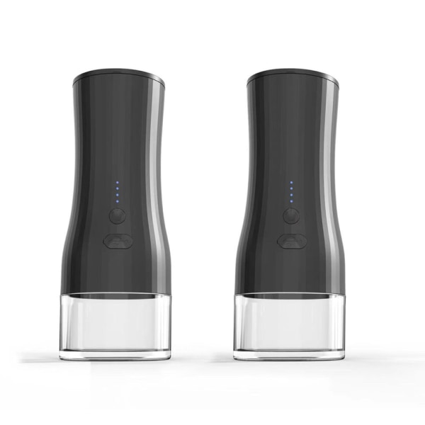 Oppgradert elektrisk salt- og pepperkvernsett - 140 ml stor kapasitet - USB-ladbart - Enhåndsbetjening - Hvit lys