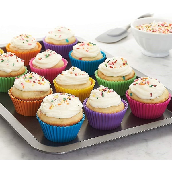 12 st Cupcake Molds, Silikon Återanvändbara Cupcake Baking Cups
