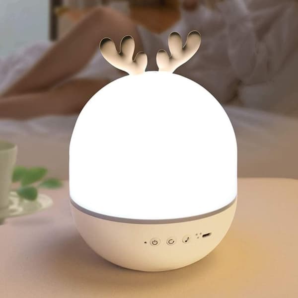 Rechargeable Rotating Star Projection Elk Night Light Music Box, 6 Dream Projection 8 Romantic Melodies Remote Control Lamp