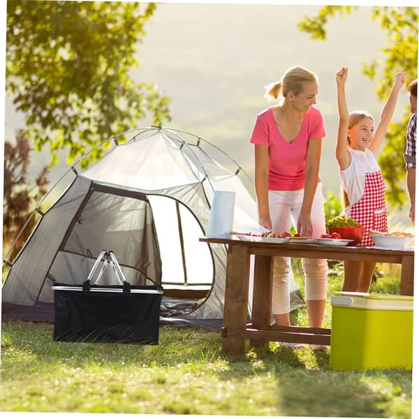 Foldable Storage Basket for Camping, Portable Insulated Lunch Bag