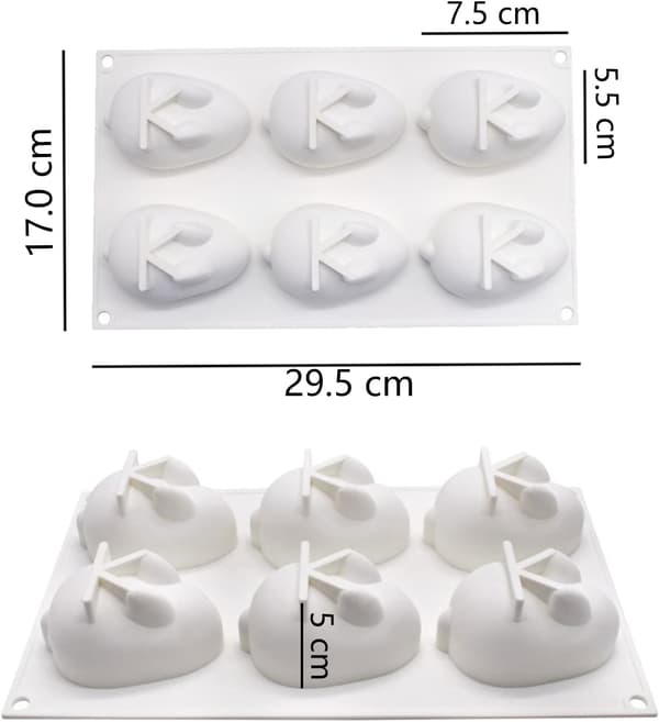 Kanin Silikonform, 6 Hulrom, 3D Kaninform Silikonform