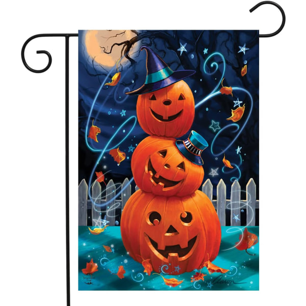 Halloween Pumpa Stack Trädgårdsflagga Semester 12,5 \"x 18\" Halloween Pumpa Häxa Trädgårdsflagga