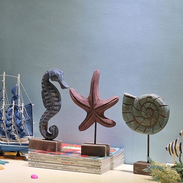 Meritähti kotilo Merihevonen patsas Käsityön koristelu Kotipöydän koristelu Vintage-värinen meritähti