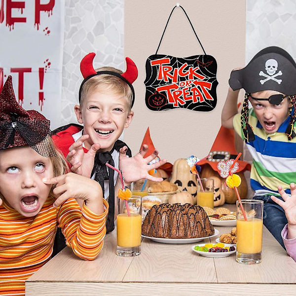 Halloween-juhlatavarat Temppu vai herkku -riipusmerkki Pelottava seinä- ja ovimerkki riipus Halloween-huoneen sisustukseen ja valokuvarekvisiitaksi A