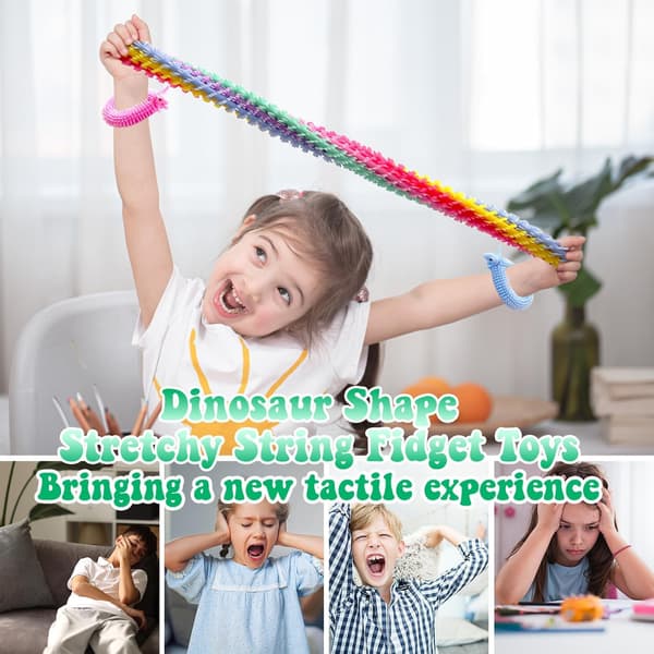 40-pack stretchiga strängfidgetleksaker, dinosauriesensoriska strängleksaker, strängfidgetleksaker för barn och vuxna stresslindring, festgåvor