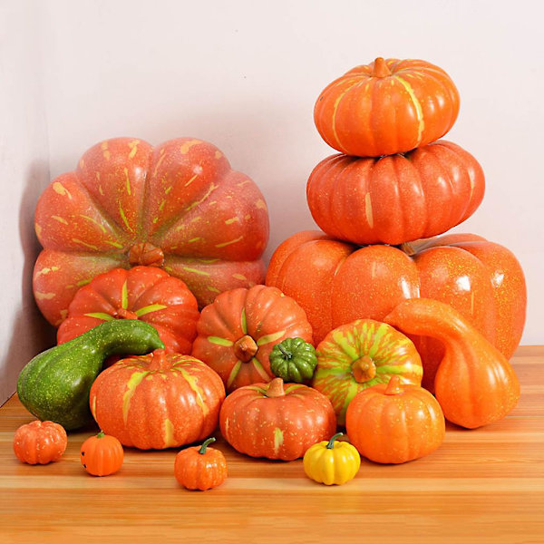 Simuloitu Kurpitsa Malli Tekokurpitsoja Halloween DIY-Käsityö Koti Syntymäpäiväjuhlat Hääkoriste Keltainen Kurpitsa Kahvalla