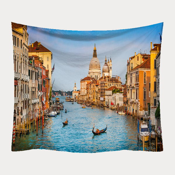 Kuvakudos, gondolit Canal Granden auringonlaskun varrella Venetsian kaupungissa Romanttinen näkymä print, seinäteline makuuhuoneeseen olohuoneeseen