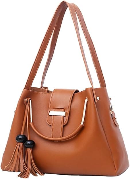Brown 3-piece bag set PU leather handbag+purse+shoulder bag, wo