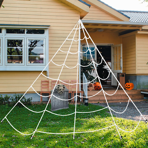 Halloween Spindelvæv Trekantet - Halloween Dekorationer Udendørs | Stort Tov Spindelvæv med Krog til Halloween Have Dekoration