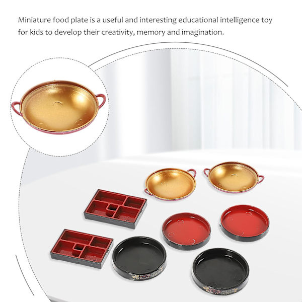 8 stk Dukkehust Miniatyr Dekorasjon Dukkehustallerken Miniatyr Kjøkken Servise Assortert Farge 4.3X3
