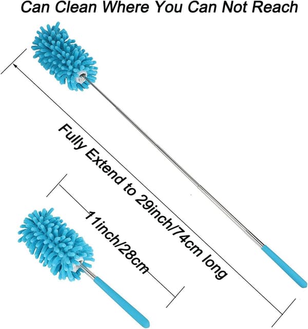 Microfiber Extendable Hand Dusters Washable Dust Brush with Telescopic Pole for Cleaning Car, Computer, Air Conditioner, TV, 3 Pcs【28~75cm】